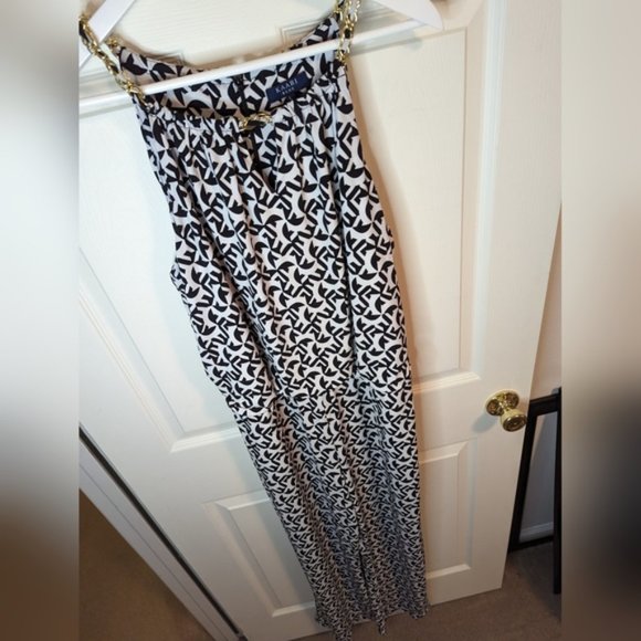 Kaari Blue white and black onesie pants jumpsuit romper size large - Picture 1 of 12